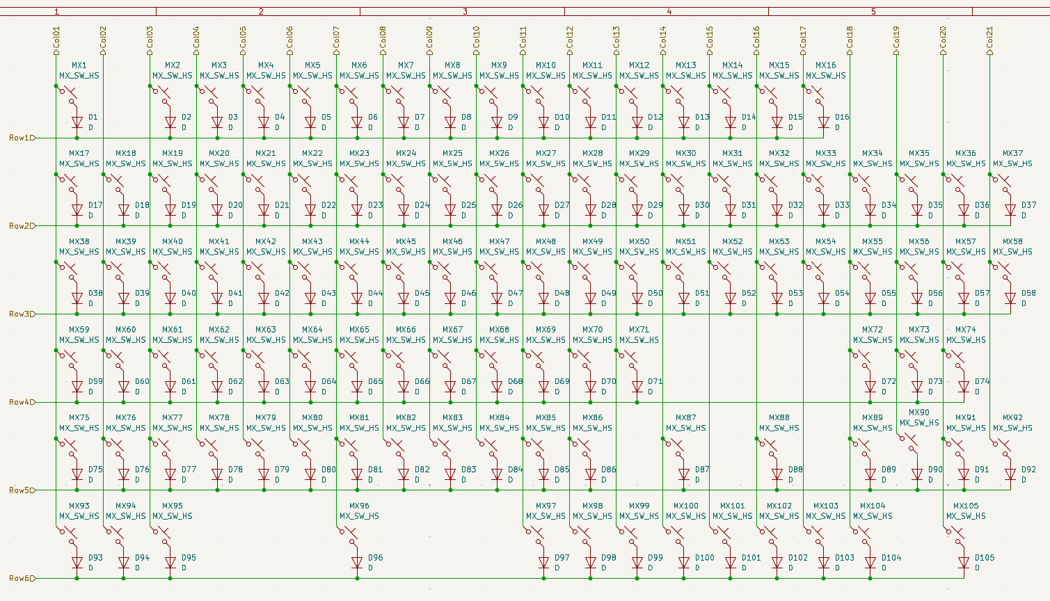 The final keyboard matrix schematic