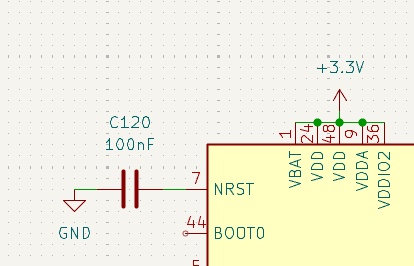 Capacitor on NRST