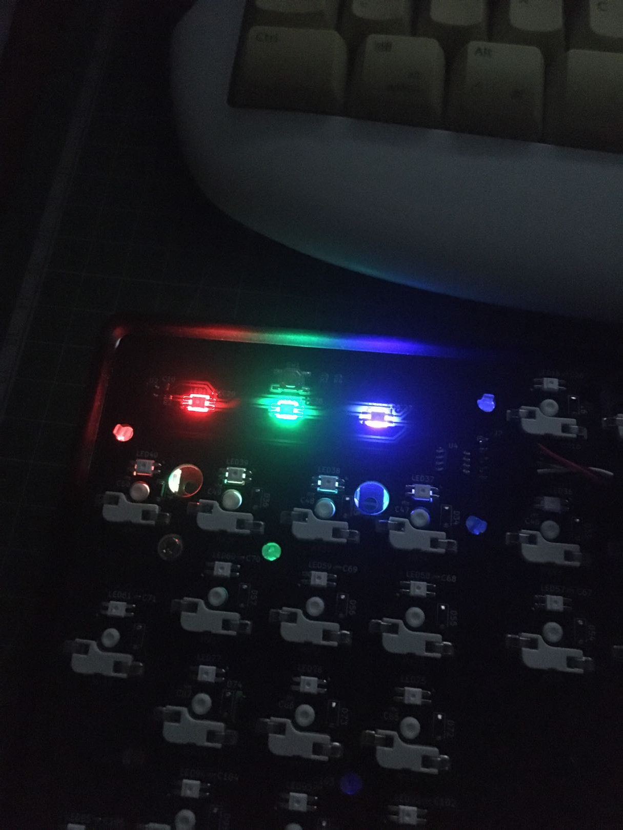 The status LEDs displaying 3 different colors.